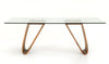 Modrest Draper Mid Century Walnut & Glass Dining Table Model VGCSDT-1498-GLS