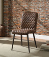 ACME Millerton Vintage Chocolate Top Grain Leather & Antique Black Side Chair (Set-2) Model 70423