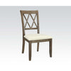 ACME Claudia Beige Linen & Salvage Brown Side Chair (Set-2) Model 71717
