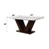 ACME Forbes White Natural Marble Top & Walnut Dining Table with Natural Marble Top Model 72120