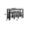 ACME Necalli Natural Marble Top & Weathered Espresso 4 Piece Pack Counter Height Table Set Model 72930