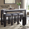 ACME Necalli Natural Marble Top & Weathered Espresso 4 Piece Pack Counter Height Table Set Model 72930