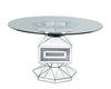 ACME Noralie Clear Glass Mirrored & Faux Diamonds Dining Table Model 72955