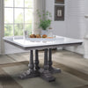 ACME Yabeina Natural Marble Top & Gray Oak Square Dining Table Model 73270