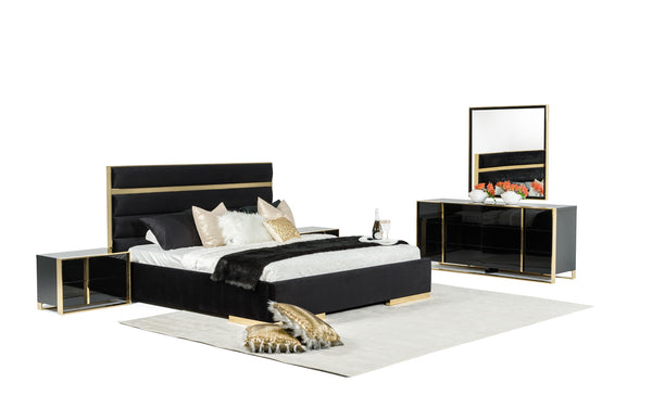 Eastern King Nova Domus Montblanc Modern Black & Gold Bedroom Set Model VGHB-MONTBLANC-SET-EK