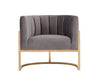 Modrest Landau Modern Grey Velvet & Gold Accent Chair Model VGRH-AC406-GRY