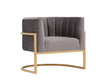 Modrest Landau Modern Grey Velvet & Gold Accent Chair Model VGRH-AC406-GRY