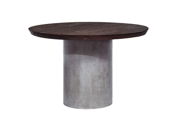 Renzo Modern Round Oak & Concrete Dining Table
