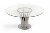 Modrest Paxton Modern Round Glass & Stainless Steel Dining Table Model VGVC-T817-RND
