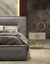 California King Lamod Italia Hollywood Italian Contemporary Grey Leather Bed Model VGDDHOLLYWOOD-EK-CK