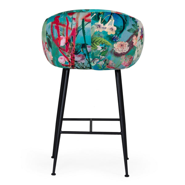 Roxann Contemporary Floral Velvet Bar Stool
