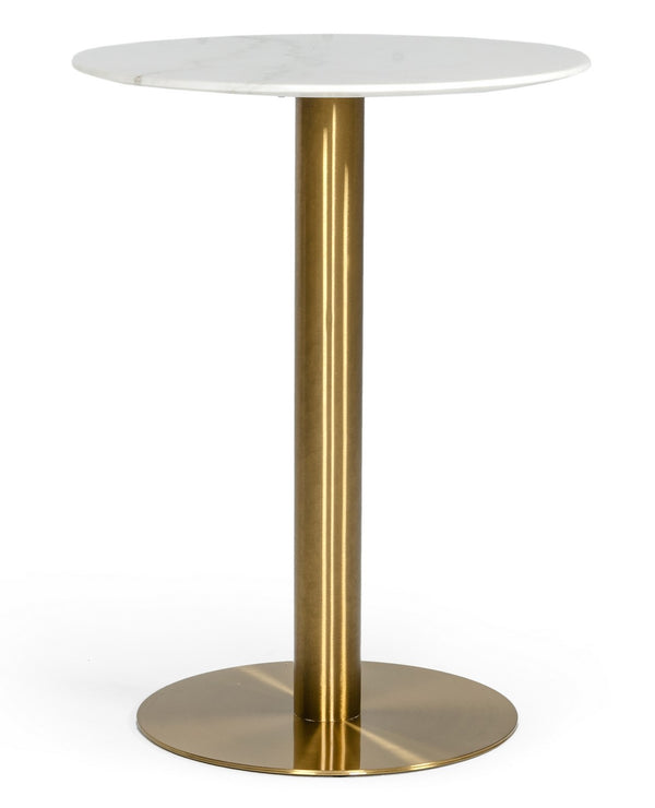 Fairway Glam White Marble and Brushed Gold Bar Table
