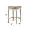 ACME Tasnim Tan Fabric & Antique White Counter Height Stool (Set-2) Model 77182