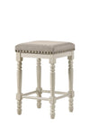 ACME Tasnim Tan Fabric & Antique White Counter Height Stool (Set-2) Model 77182