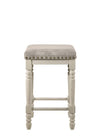 ACME Tasnim Tan Fabric & Antique White Counter Height Stool (Set-2) Model 77182