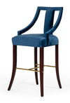 Modrest Kimball Glam Blue Velvet Bar Stool Model VGUIHERSA