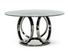 Modrest Enid Modern Smoked Glass & Black Stainless Steel Round Dining Table Model VGZAT009-DT