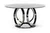 Modrest Enid Modern Smoked Glass & Black Stainless Steel Round Dining Table Model VGZAT009-DT