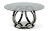Modrest Enid Modern Smoked Glass & Black Stainless Steel Round Dining Table Model VGZAT009-DT