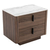 Chelton Contemporary White Ceramic & Walnut Nightstand
