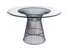 Modrest Chandler Modern Round Glass & Black Stainless Steel Dining Table Model VGZAT007-1-BLK-DT