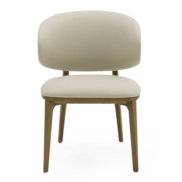 Chance Contemporary Cream and Brown Leatherette Walnut Dining Chair
