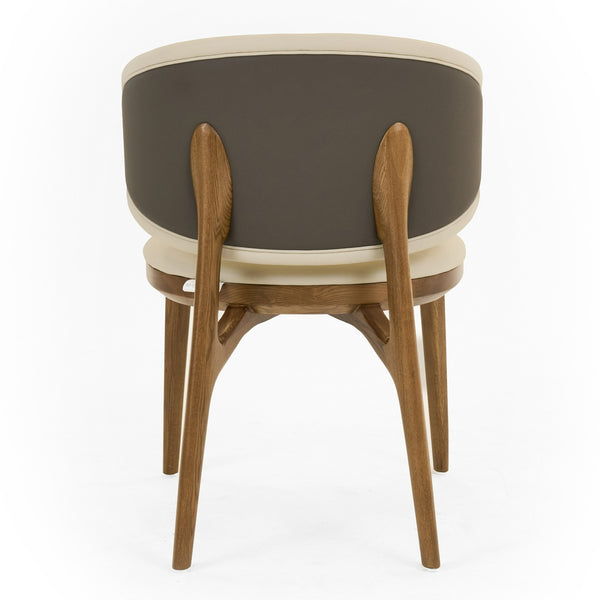 Chance Contemporary Cream and Brown Leatherette Walnut Dining Chair