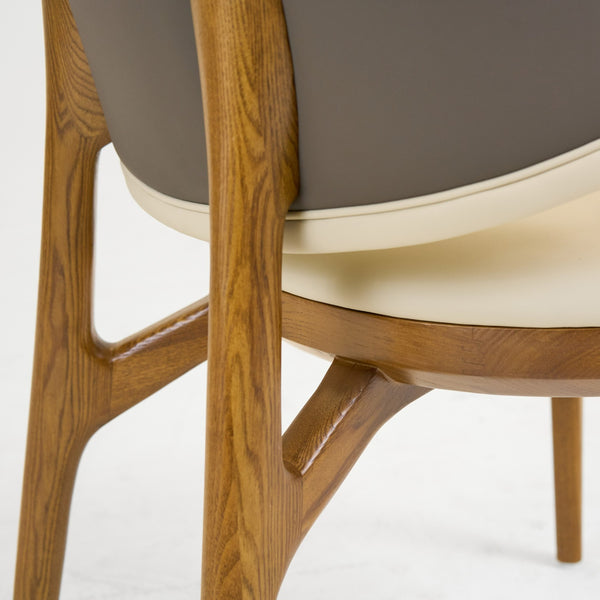 Chance Contemporary Cream and Brown Leatherette Walnut Dining Chair