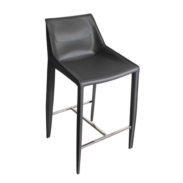 Halo Modern Grey Saddle Leather Counter Stool
