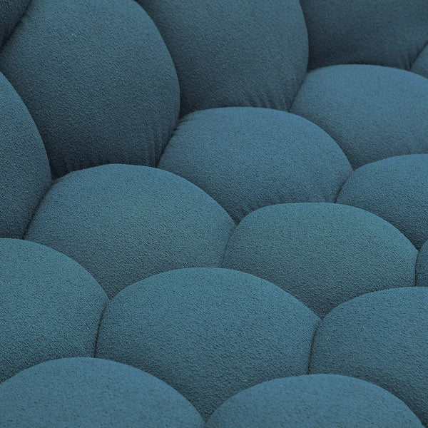 Yolonda Modern Curved Dark Teal Fabric Loveseat