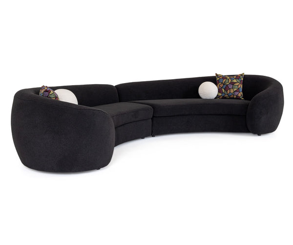 Kilmer Modern Black Curved Fabric Sectional Sofa