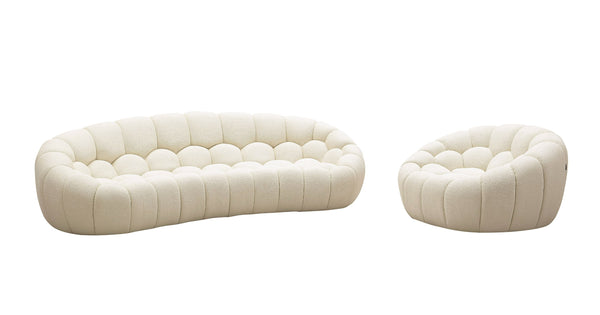 Divani Casa Yolonda Modern Curved Off White Fabric Chair Model VGEV2126C-CHR-C-00