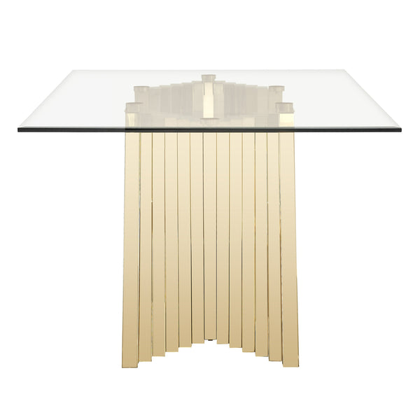 Buquet Glam Glass + Champagne Gold Rectangular Dining Table