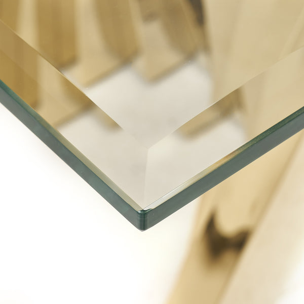 Buquet Glam Glass + Champagne Gold Rectangular Dining Table