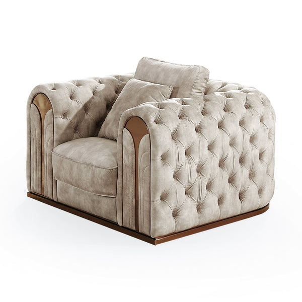 Divani Casa Dosie Transitional Beige Velvet Sofa Set Model VGBN-S-9368-SET-BGE