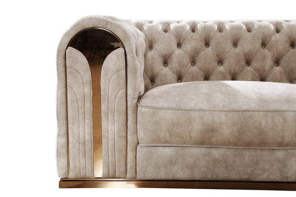 Divani Casa Dosie Transitional Beige Velvet Sofa Set Model VGBN-S-9368-SET-BGE