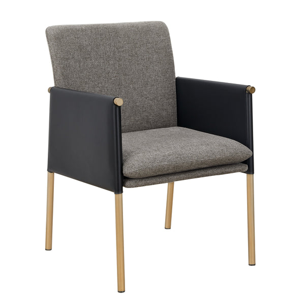 Modrest Engel Modern Dark Grey Vegan Leather & Grey Fabric & Antique Brass Dining Chair Model VGGAGA-6988CH-1-DKGRY