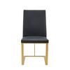 Modrest Frankie Modern Dark Grey Vegan Leather & Antique Brass Dining Chair Model VGGAGA-6917CH-DKGRY