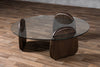 Modrest Buxton Mid Century Modern Glass & Dark Walnut Coffee Table Model VGOD-LZ-274C-COF