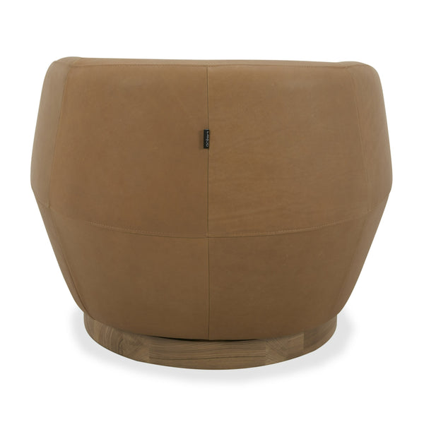 Divani Casa Agatha Modern Tan Leather Swivel Accent Chair Model VGKK-KF.A1203-TAN
