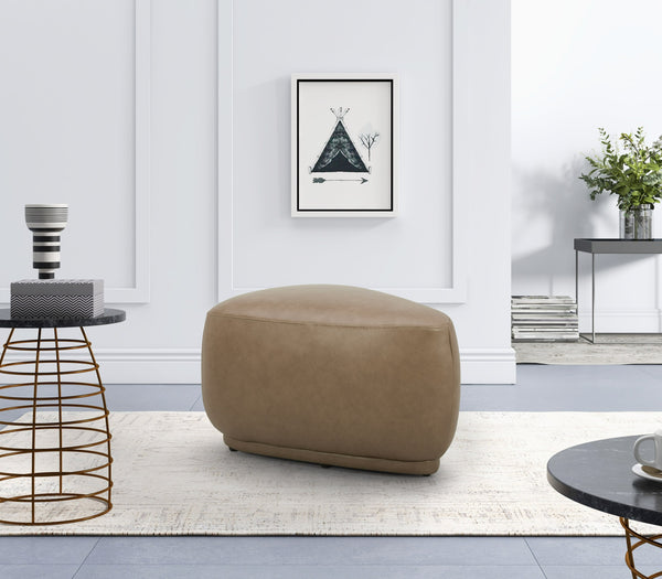 Divani Casa Kinsey Modern Tan Leather Small River Rock Ottoman Model VGKK-KF.D2015-S-SAND