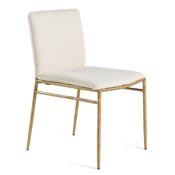 Atlanta Modern Off-White Fabric & Brass Dining Chair