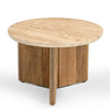 Modrest Pawnee Modern Travertine Marble & Wood Round End Table Model VGBR-SBA-2706-60