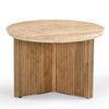 Modrest Pawnee Modern Travertine Marble & Wood Round End Table Model VGBR-SBA-2706-60