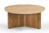 Modrest Pawnee Modern Travertine Marble & Wood Round Coffee Table Model VGBR-SBA-2706-78