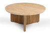 Modrest Pawnee Modern Travertine Marble & Wood Round Coffee Table Model VGBR-SBA-2706-78