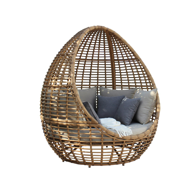 Renava Cocoon Mini Outdoor Beige & Wicker Lounge Bed Model VGAT-RABD-152-MINI