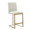 Modrest Frankie Modern Off White Fabric & Antique Brass Counter Chair Model VGGA-6917CH-C-OWHTB