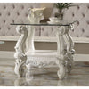 ACME Versailles Bone White & Clear Glass End Table Model 82104