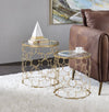 ACME Flowie Clear Glass & Gold Nesting Table Set Model 82342